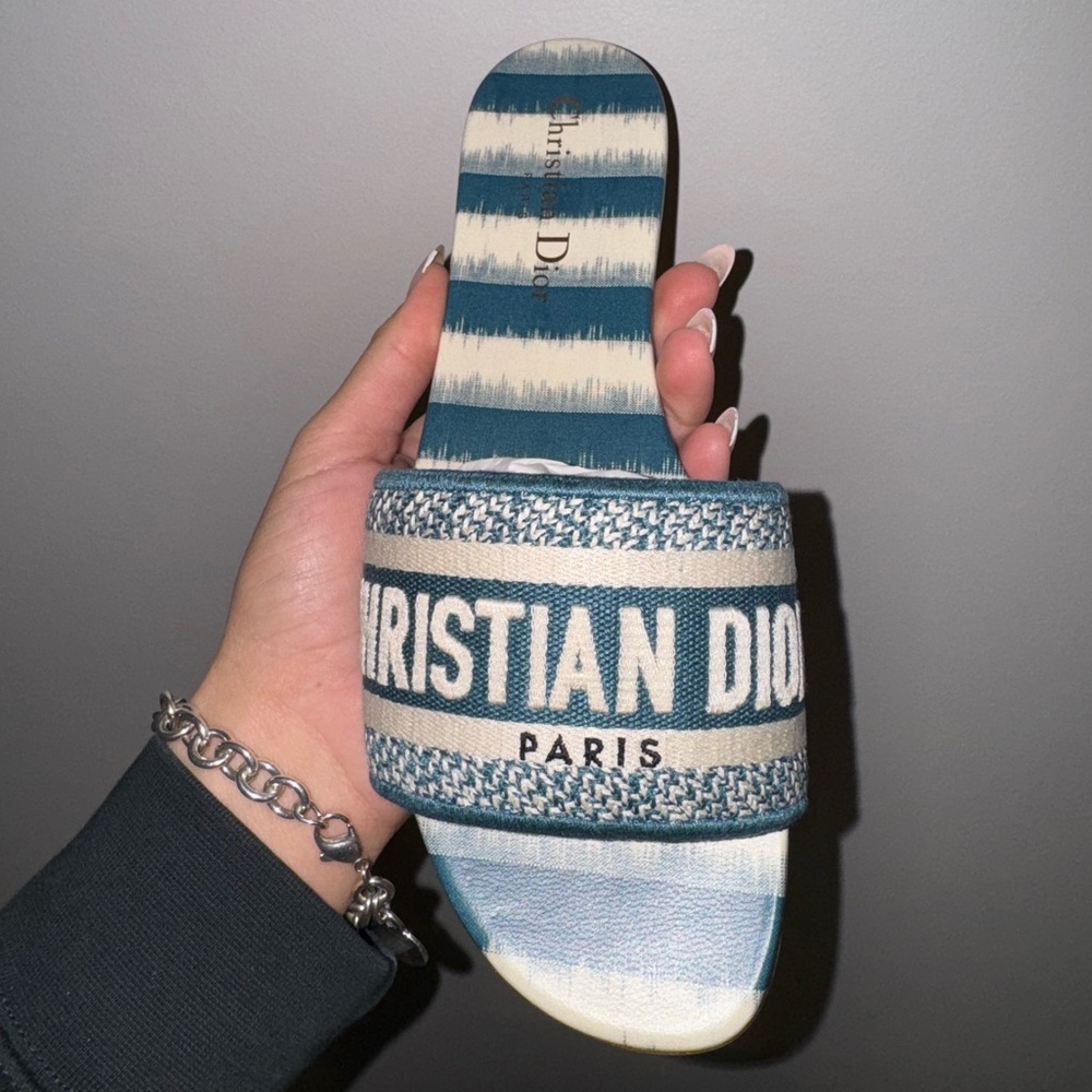 Christian Dior Dway Slides Teal Size 38 (Womens 8)